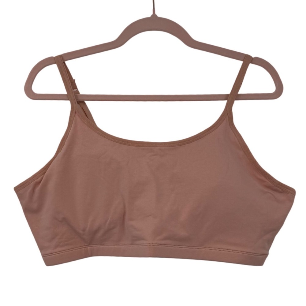 Pact Organic Cotton Everyday Bralette Women XXL Peach Wireless Adjustable NEW